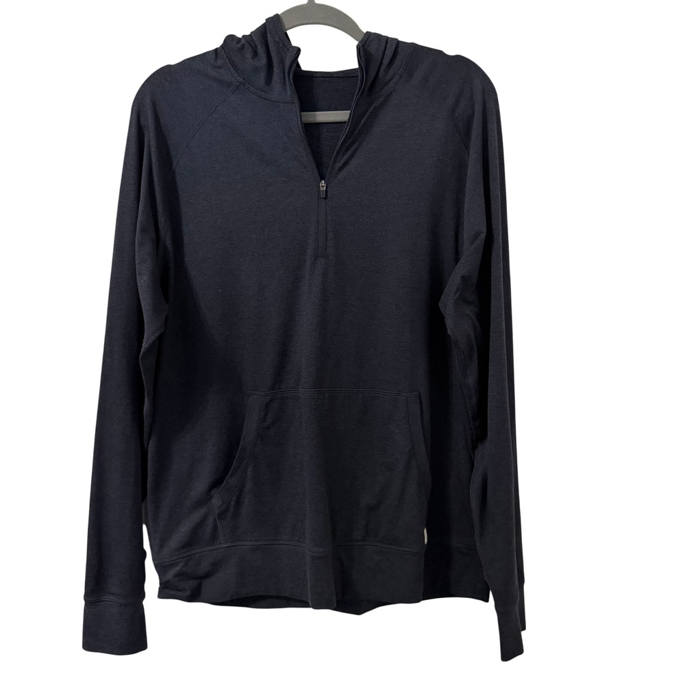 Vuori Mens Charcoal Gray Heather Quarter Zip Hoodie Performance Pullover XL